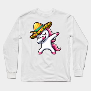 Dabbing Unicorn Funny Cinco De Mayo Long Sleeve T-Shirt